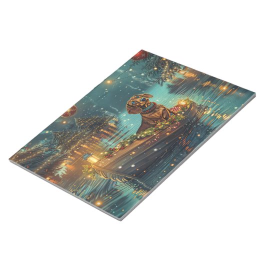 Bloc-note Dachshund Noël Festive Voyage (Incliné)