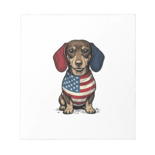 Bloc-note Dachshund patriotique gravure vintage vecteur conc