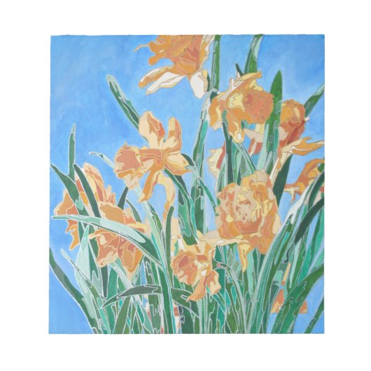 Bloc-note Daffodiles d'or en fleurs Gras Line Art (Devant)