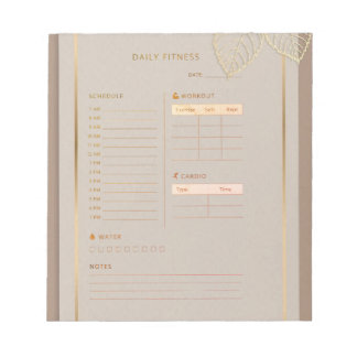 Bloc-note  Daily Fitness Planner gold classic watercolor 