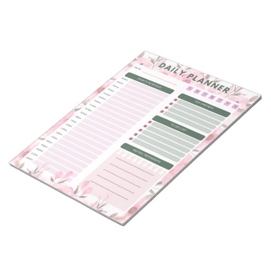 Bloc-note daily floral planner Notepad (Incliné)