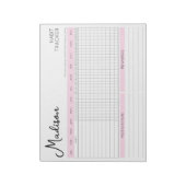 Bloc-note Daily Habit Tracker Pink Motivational Script Nom (Tourné)