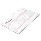 Bloc-note Daily Habit Tracker Pink Motivational Script Nom (Incliné)
