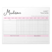 Bloc-note Daily Habit Tracker Pink Motivational Script Nom (Devant)