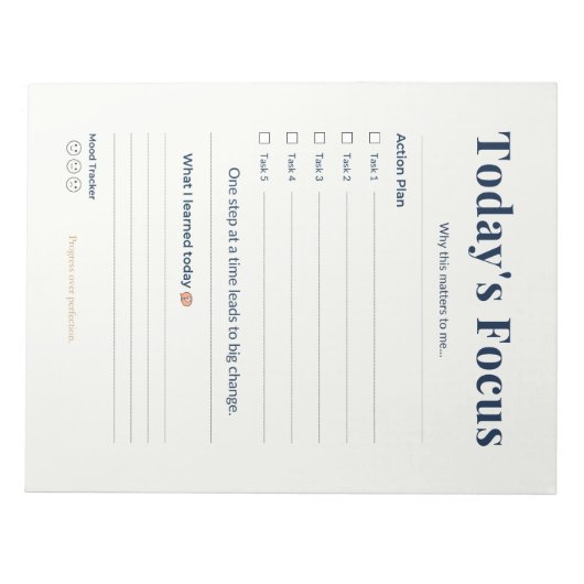 Bloc-note Daily Notepad | Tasks & Notes | Planner Page (Devant)