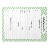 Bloc-note Daily Organization - Green Gingham Notepad (Devant)