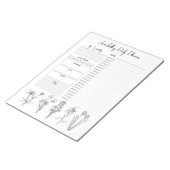 Bloc-note Daily Planner Hourly To Do List Black White Floral (Incliné)