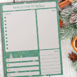 Bloc-note Daily Planner Pine Trees Notes Meals To Do List<br><div class="desc">Personalized Daily Planner with pine trees in green and gold. The planner has sections for your to do list,  notes,  meals and appointments or reminders. This tear away notepad is printed on each page to last you for 40 days - perfect for the winter and holiday season.</div>