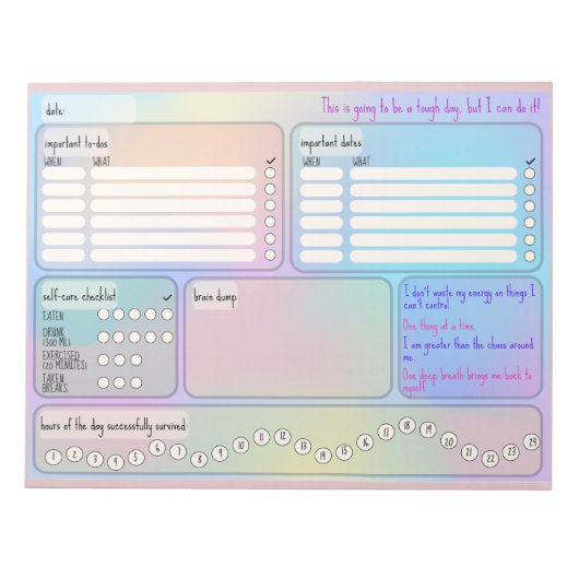 Bloc-note Daily Schedule for Focus & Self-Care  (Devant)