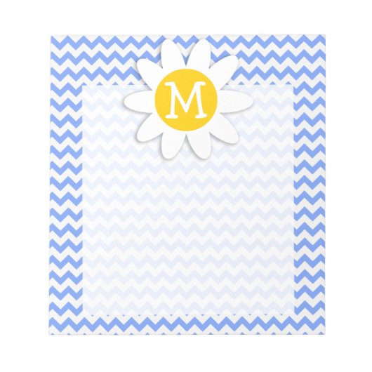 Bloc-note Daisée de printemps ; Motif Chevron bleu (Devant)