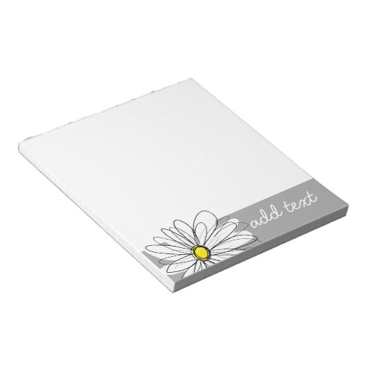 Bloc-note Daisy tendance avec gris et jaune (Incliné)