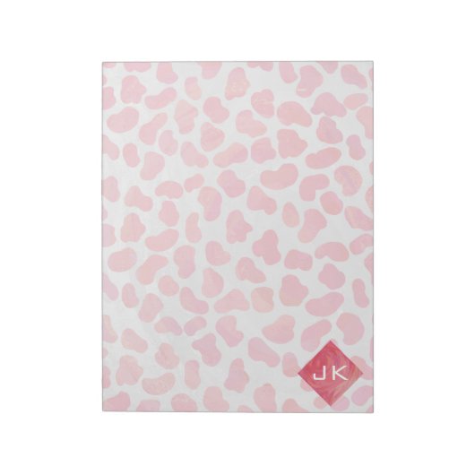 Bloc-note Dalmatie rose et blanc avec monogramme (Tourné)