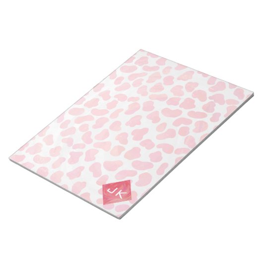 Bloc-note Dalmatie rose et blanc avec monogramme (Incliné)