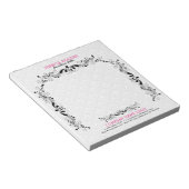 Bloc-note Damas Blanches Avec Cadre De Dentelle Florale Noir (Incliné)