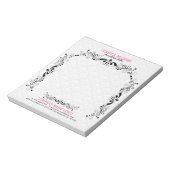 Bloc-note Damas Blanches Avec Cadre De Dentelle Florale Noir (Tourné)