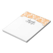 Bloc-note Damask Moderne Orange Personnalisé (Tourné)