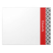 Bloc-note Damask noir Blanc #3 Red Name Monogram (Devant)