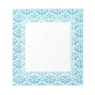Bloc-note Damassé calligraphique bleue turquoise d'Aqua