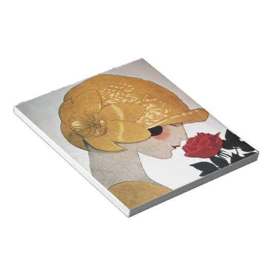 BLOC-NOTE DAME AVEC ROSE ROUGE (Incliné)