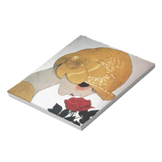 BLOC-NOTE DAME AVEC ROSE ROUGE (Tourné)