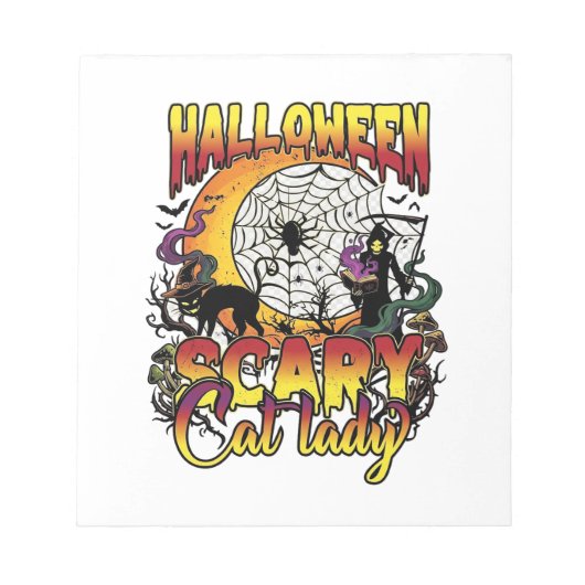 Bloc-note Dame de chat effrayante Halloween Faucheuse Lune M (Devant)