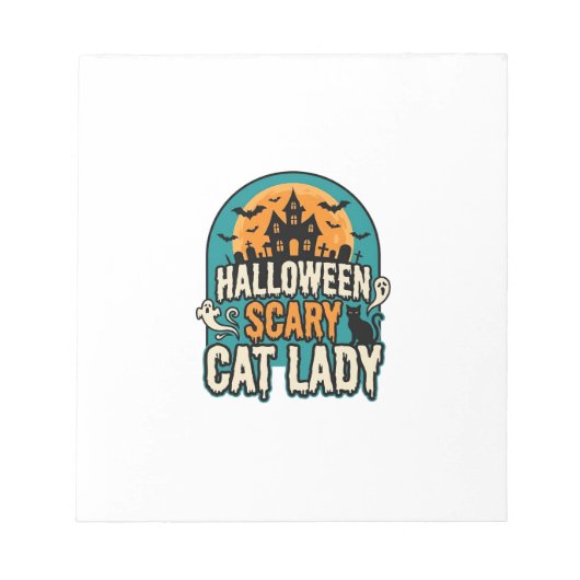 Bloc-note Dame de chat Halloween effrayante maison hantée vi (Devant)