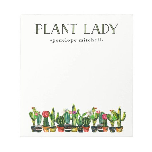 Bloc-note Dame Plante branchée et drôle avec Cactus (Devant)