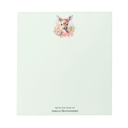 Bloc-note De Beaux Cerfs Entourés De Roses (Devant)