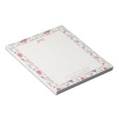 Bloc-note De la part de, Nœud rose, fond floral (Incliné)