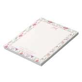 Bloc-note De la part de, Nœud rose, fond floral (Tourné)