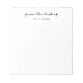 Bloc-note De la part du bureau de Monogram Script blanc (Devant)