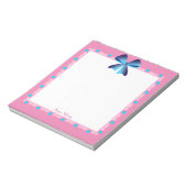 Bloc-note Décor bleu Bow rose Personnalisé (Tourné)