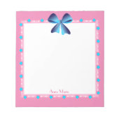 Bloc-note Décor bleu Bow rose Personnalisé (Devant)
