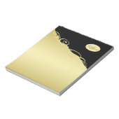 Bloc-note Décor de luxe sur or & noir, Monogramme (Tourné)