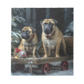 Bloc-note Décor de Noël Bullmastiff Snowy Sleigh (Devant)