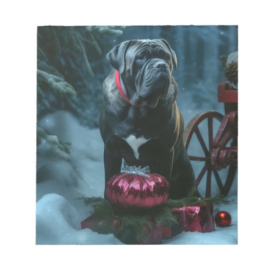 Bloc-note Décor de Noël Cane Corso Snowy Sleigh (Devant)
