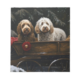 Bloc-note Décor de Noël Cockapoo Snowy Sleigh