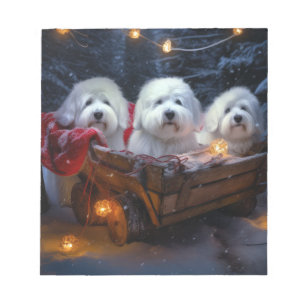 Bloc-note Décor de Noël Coton De Tulear Snowy Sleigh