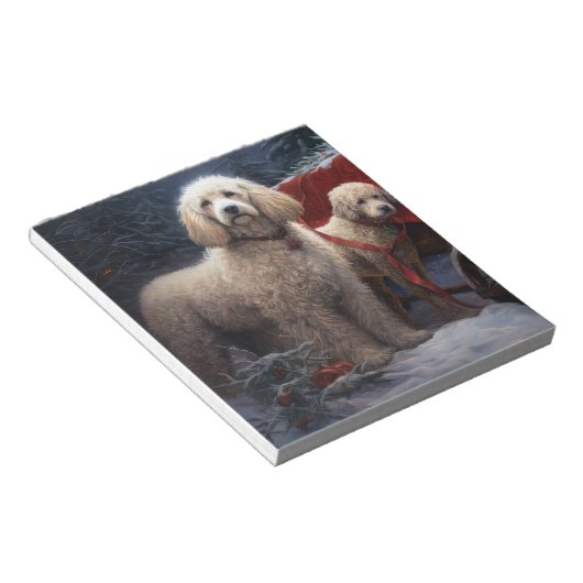 Bloc-note Décor de Noël de caniche Snowy (Incliné)