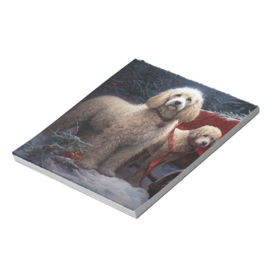 Bloc-note Décor de Noël de caniche Snowy (Tourné)