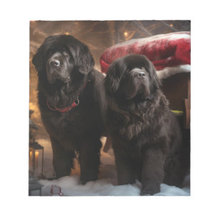 Bloc-note Décor de Noël de Terre-Neuve Snowy Sleigh