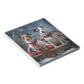Bloc-note Décor de Noël de traîneau enneigé Jack Russell (Incliné)