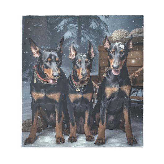 Bloc-note Décor de Noël Doberman Snowy Sleigh (Devant)