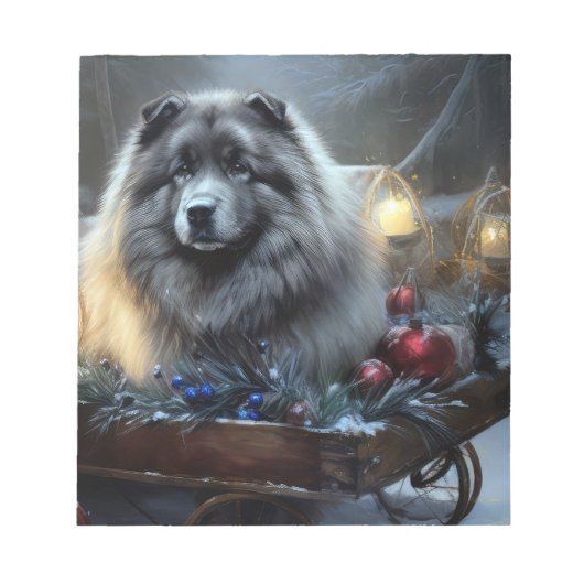 Bloc-note Décor de Noël Keeshond Snowy Sleigh (Devant)
