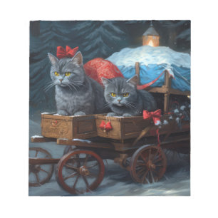 Bloc-note Décor de Noël Oriental Blue Cat Snowy Sleigh
