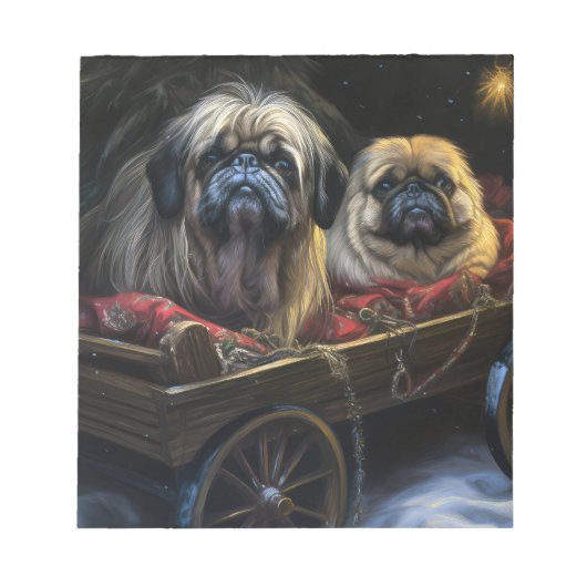 Bloc-note Décor de Noël Pekingese Snowy Sleigh (Devant)
