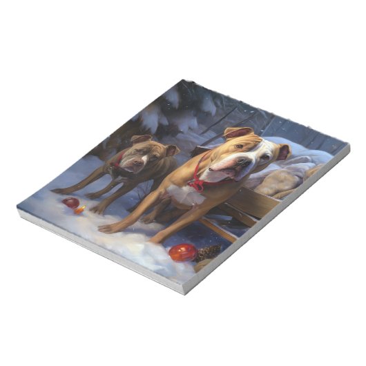 Bloc-note Décor de Noël Pitbull Snowy Sleigh (Tourné)