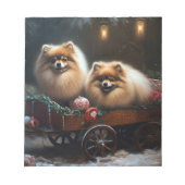 Bloc-note Décor de Noël Poméranien Snowy Sleigh (Devant)
