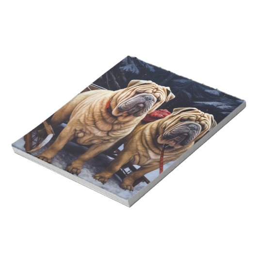 Bloc-note Décor de Noël Shar Pei Snowy Sleigh (Tourné)