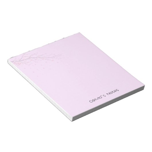 Bloc-note dégradé de fleurs rose Nom personnalisé (Incliné)